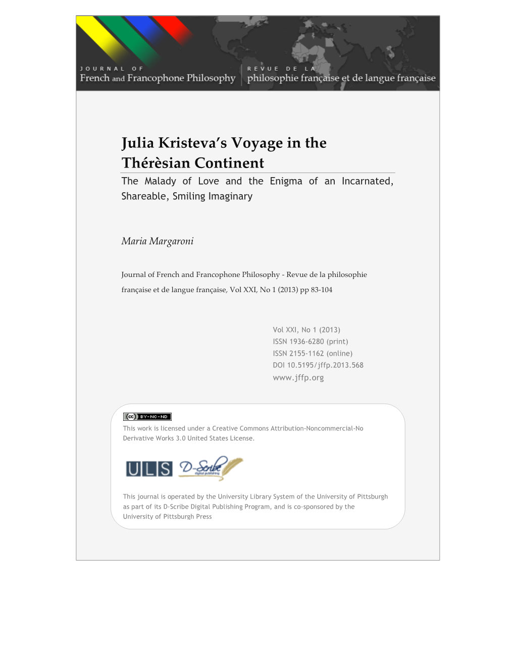 Julia Kristeva's Voyage in the Thérèsian Continent