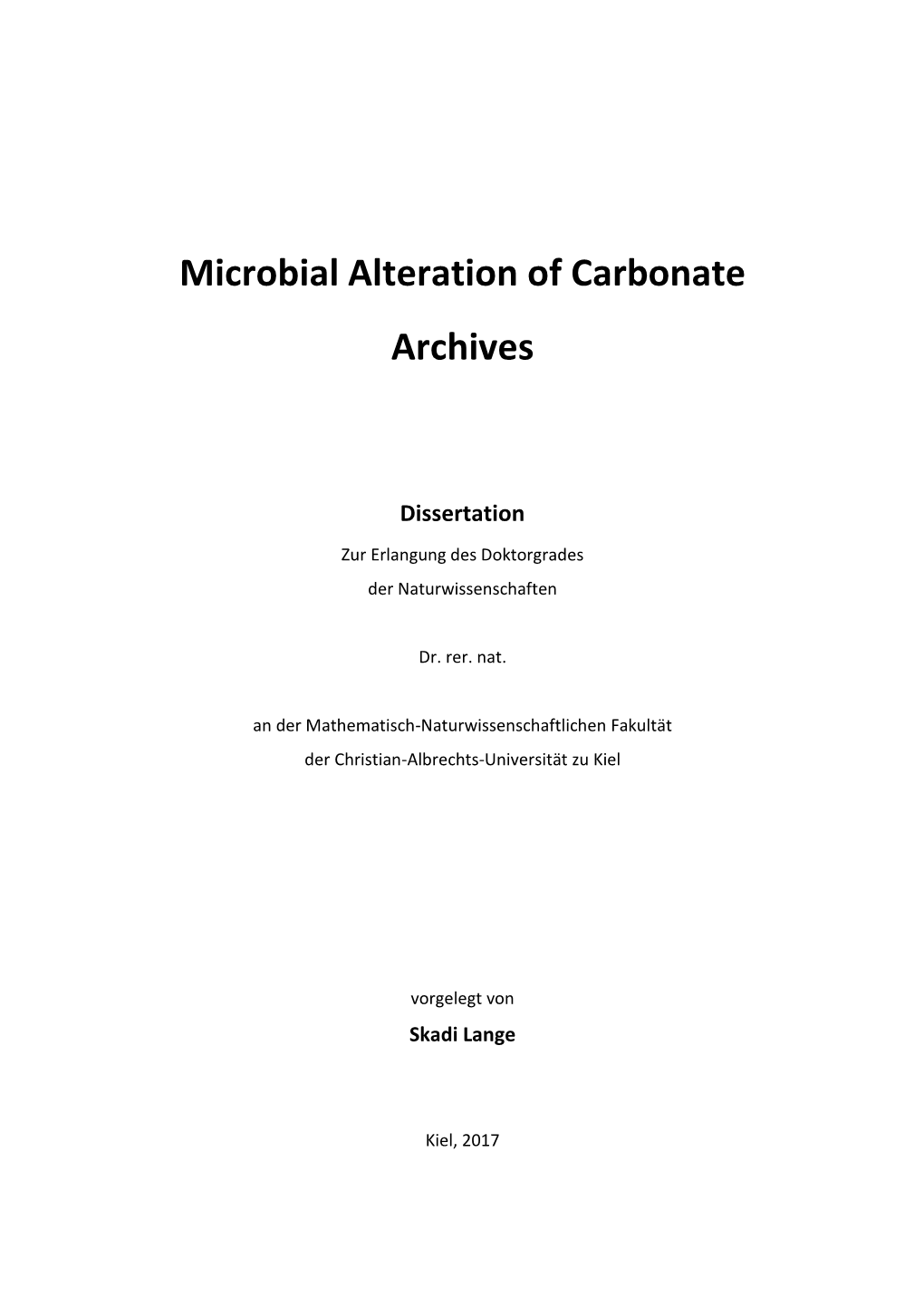 Microbial Alteration of Carbonate Archives