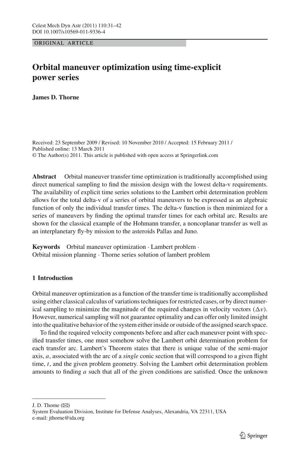 Orbital Maneuver Optimization Using Time-Explicit Power Series