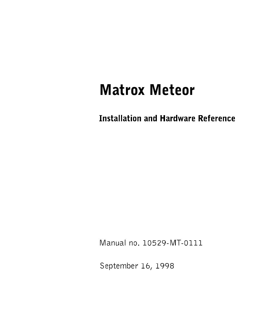 Using Matrox Meteor/RGB's Trigger Input Capability