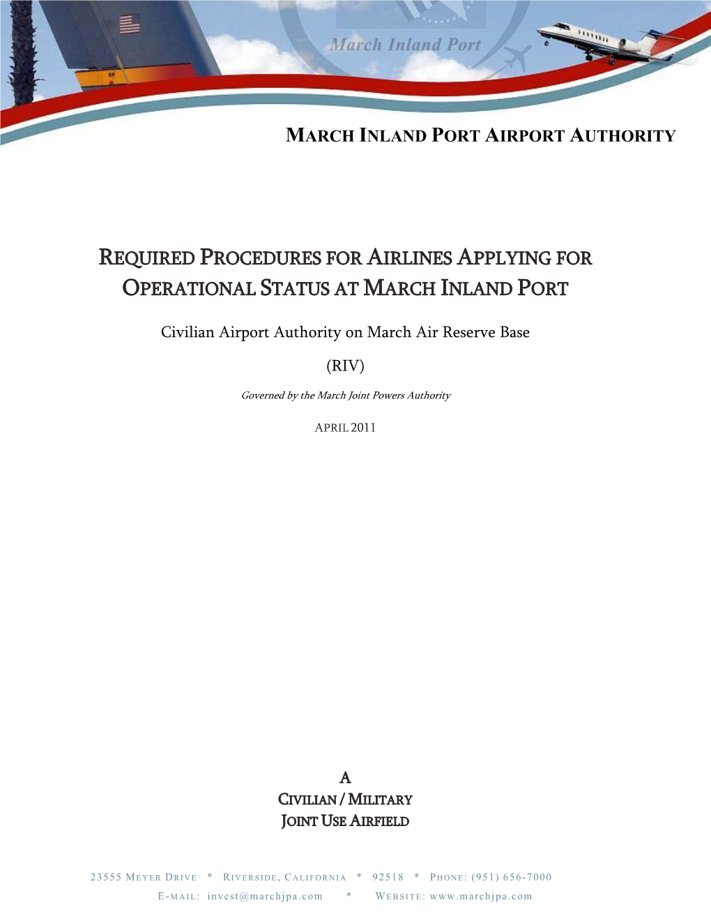 Required Procedures for Airlines Applying for Operational Status at March Inland Port