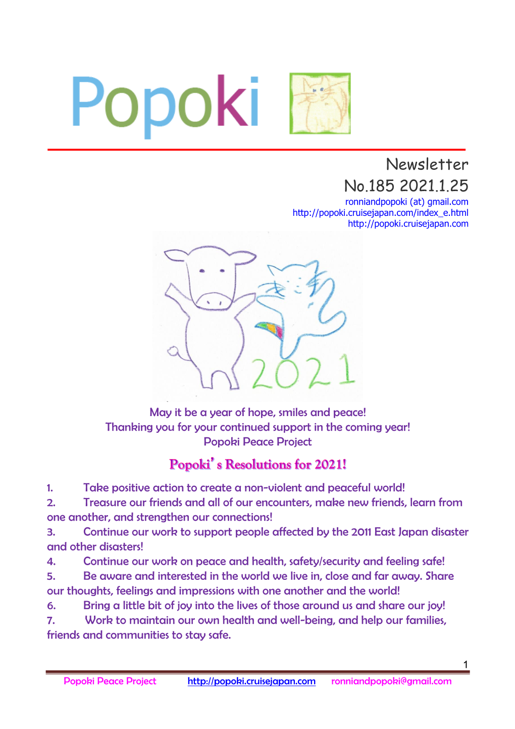 Newsletter No.185 2021.1.25 Ronniandpopoki (At) Gmail.Com