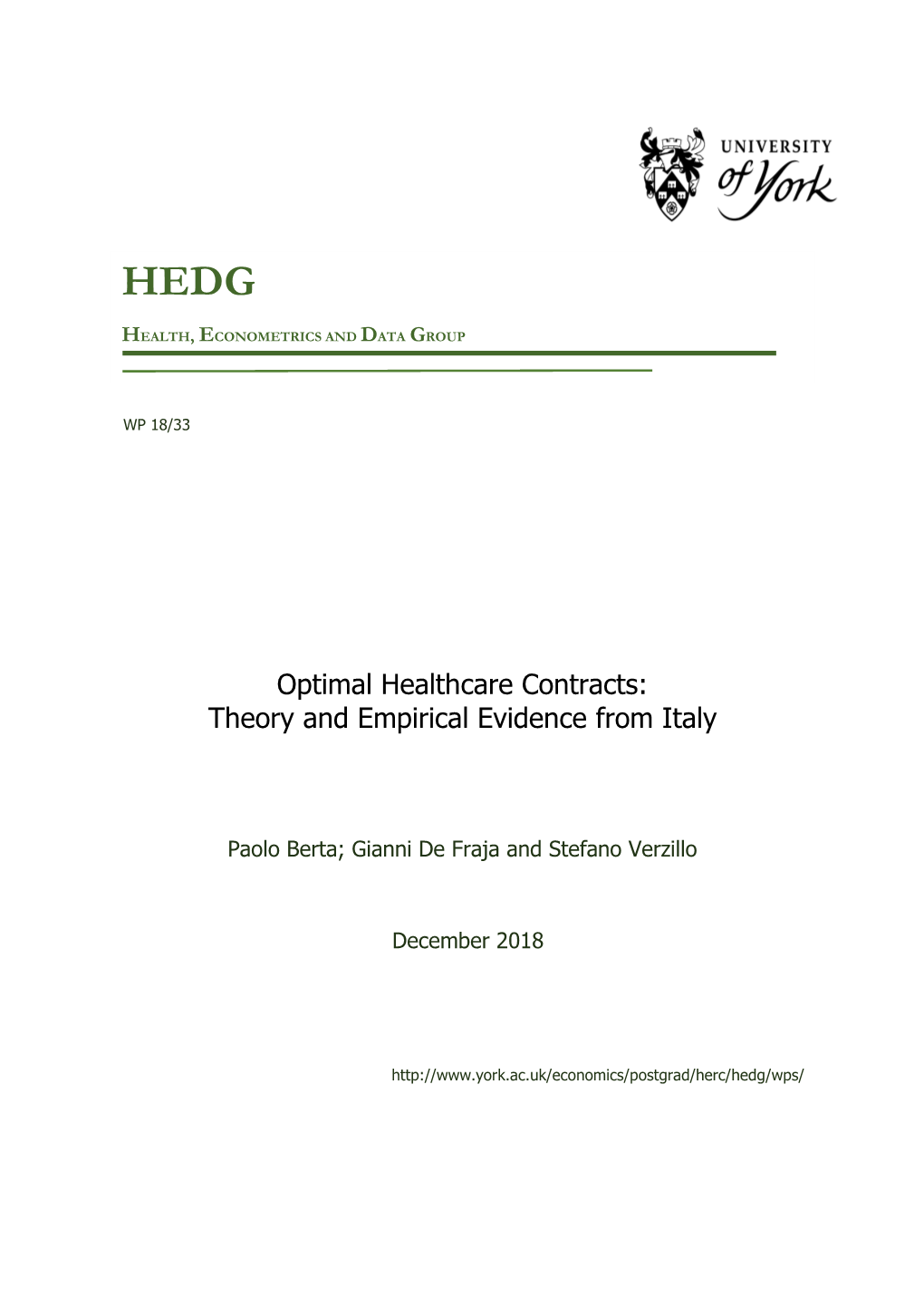 Optimal Healthcare Contracts: Theory and Empirical Evidence from Italy