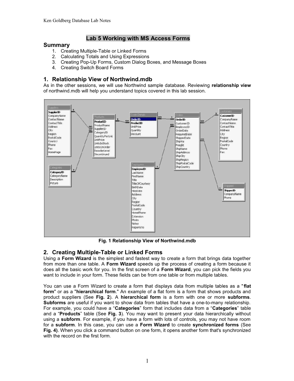 Lab 2 Introduction to MS Access s1