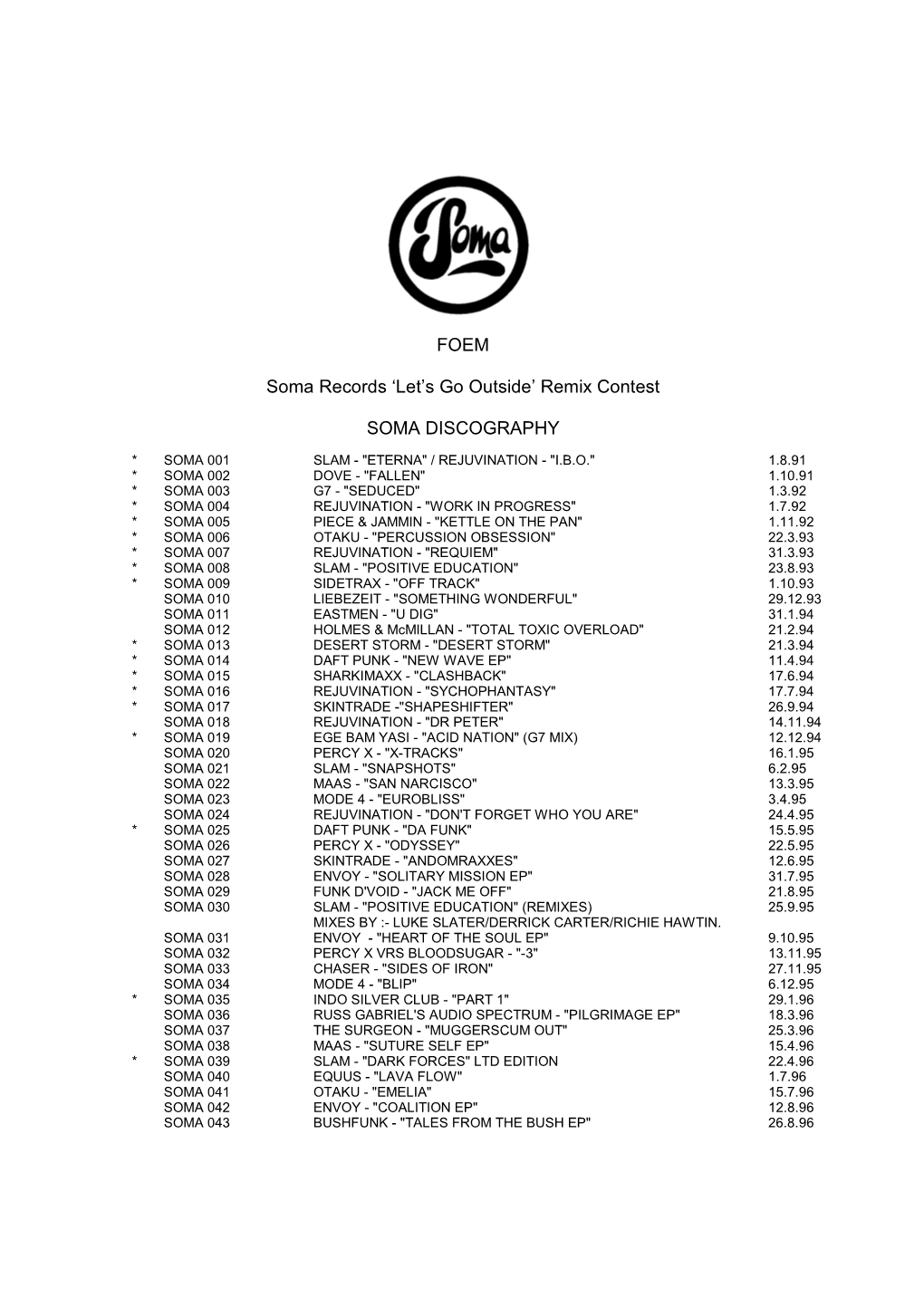 Soma Discography