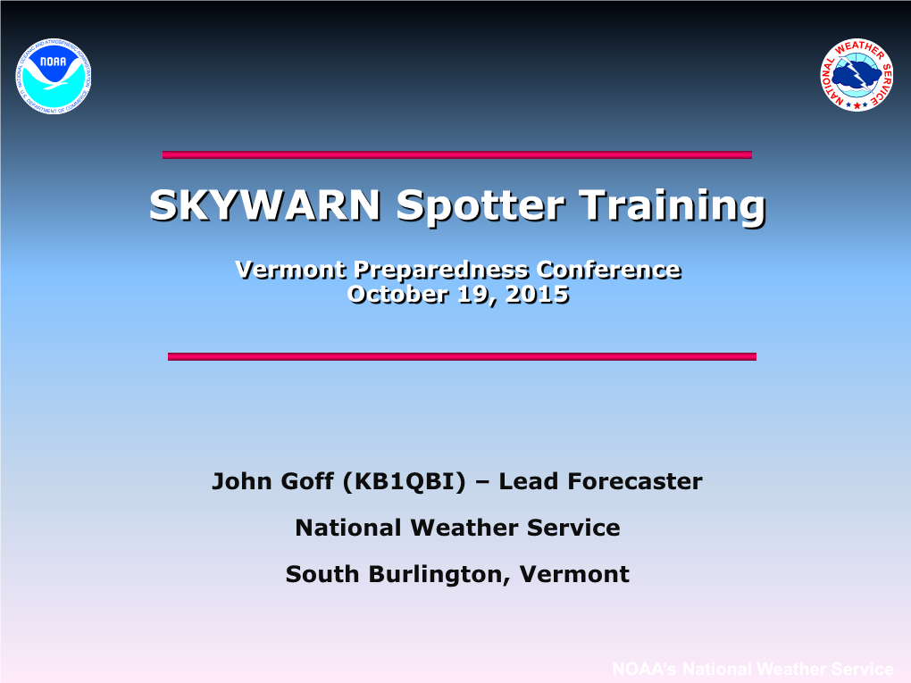 Skywarn Training, Part I