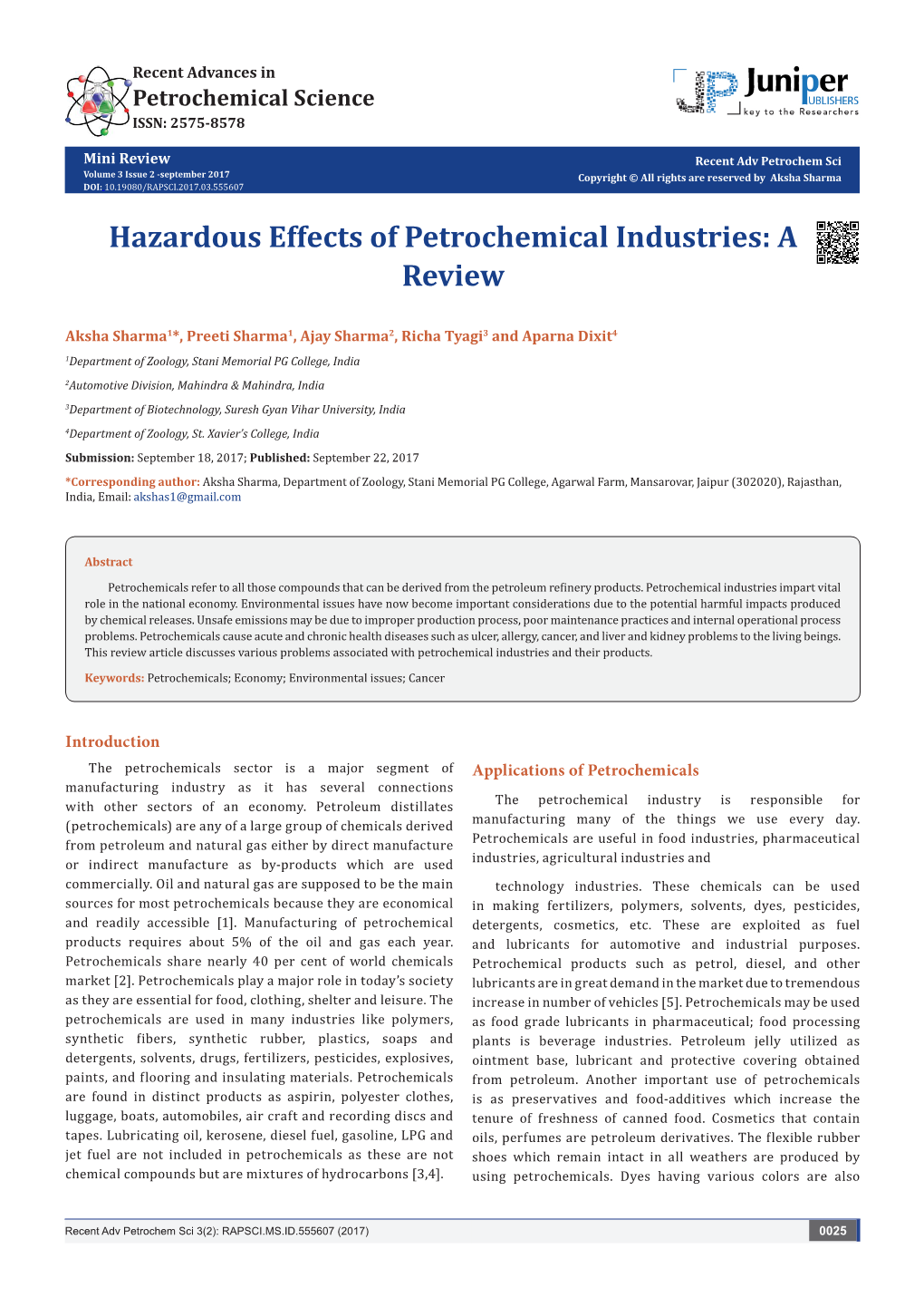 Hazardous Effects of Petrochemical Industries: a Review