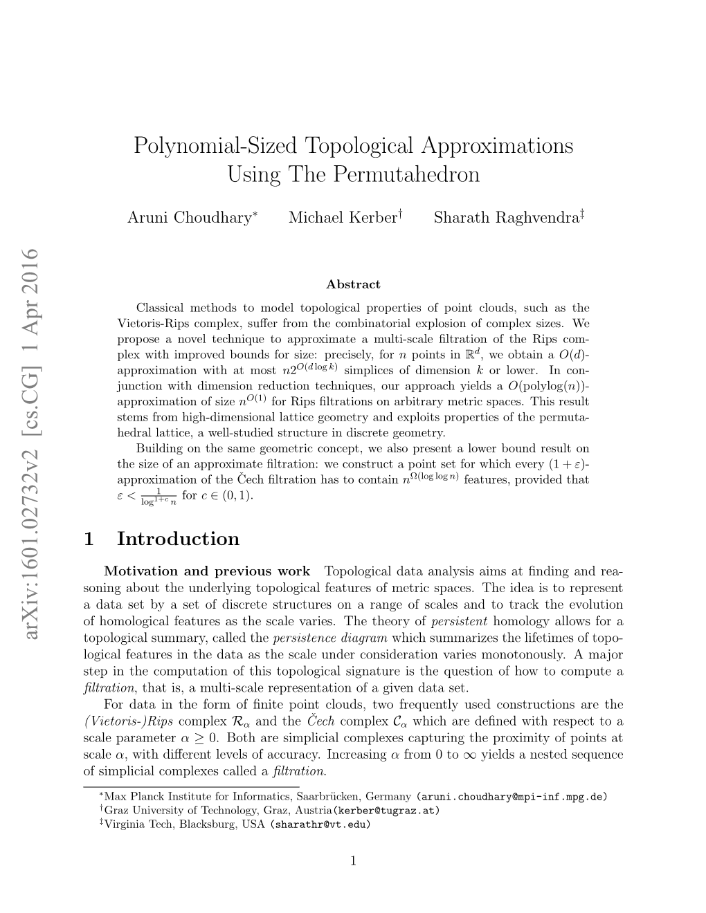 Polynomial-Sized Topological Approximations Using the Permutahedron