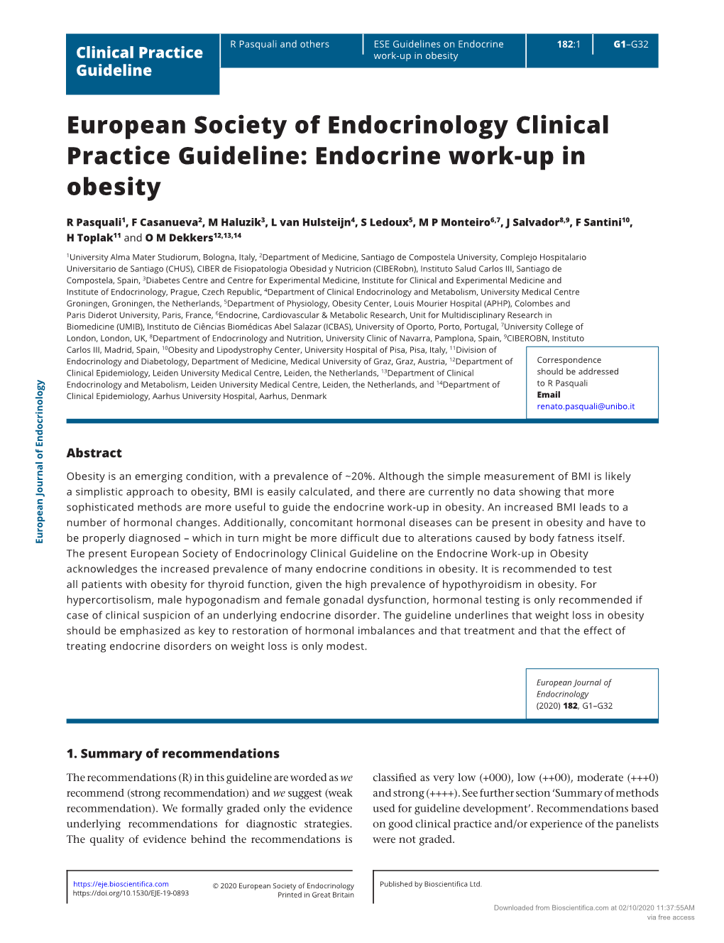 European Society of Endocrinology Clinical Practice Guideline: Endocrine Work-Up in Obesity