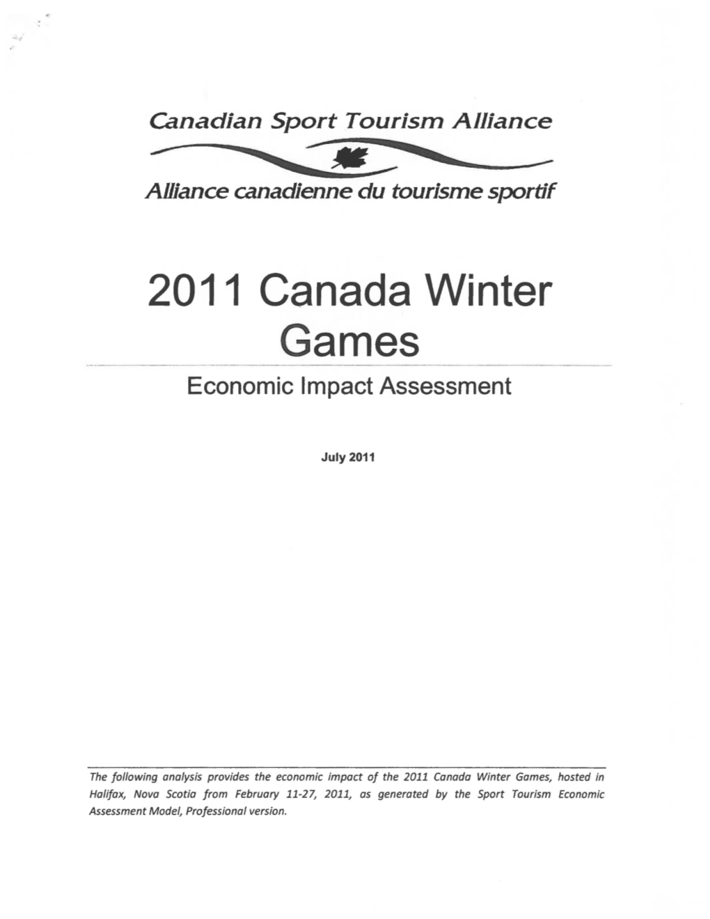 2011 Canada Winter Games Economic Impact Assessment