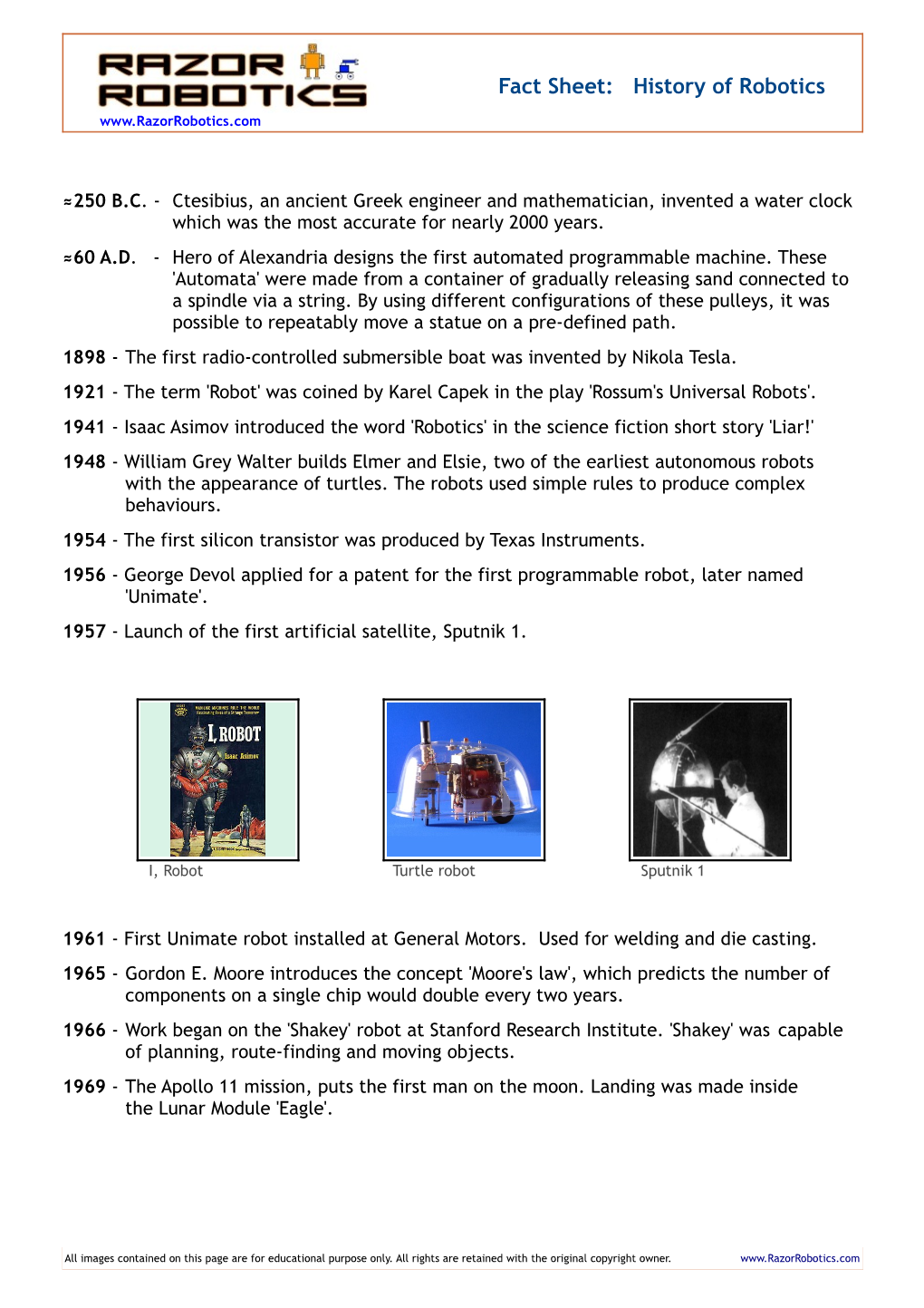 Fact Sheet: History of Robotics