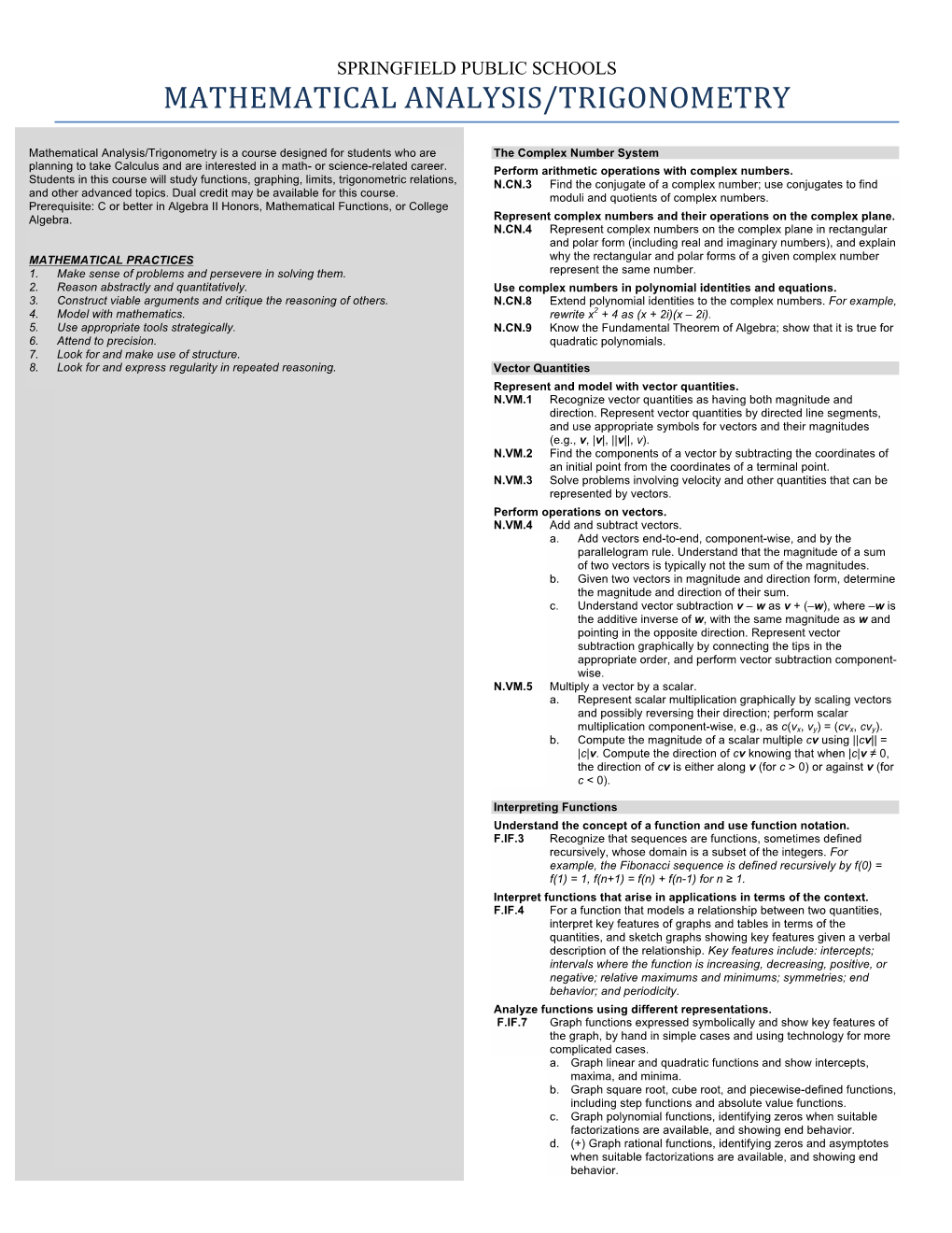 Mathematical Analysis/Trigonometry