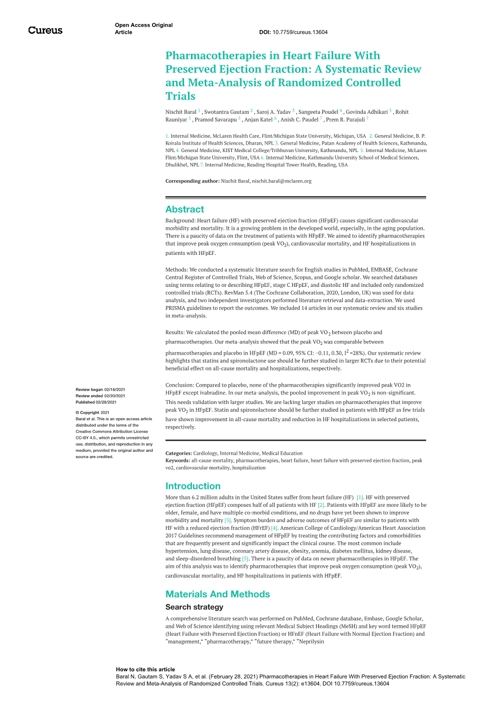 Pharmacotherapies in Heart Failure with Preserved Ejection Fraction: a Systematic Review and Meta-Analysis of Randomized Controlled Trials