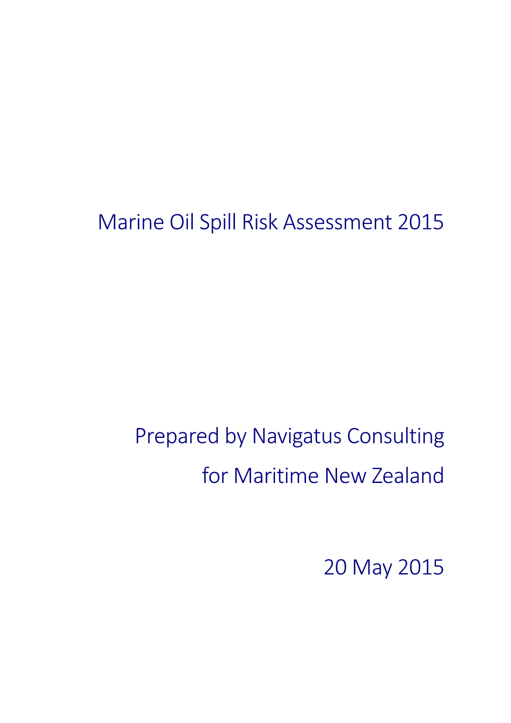 Marine Oil Spill Risk Assessment 2015