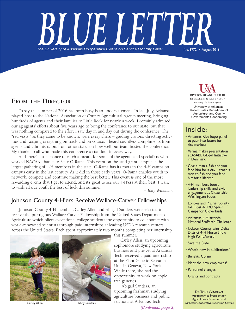 Blue Letter No. 3772, August 2016