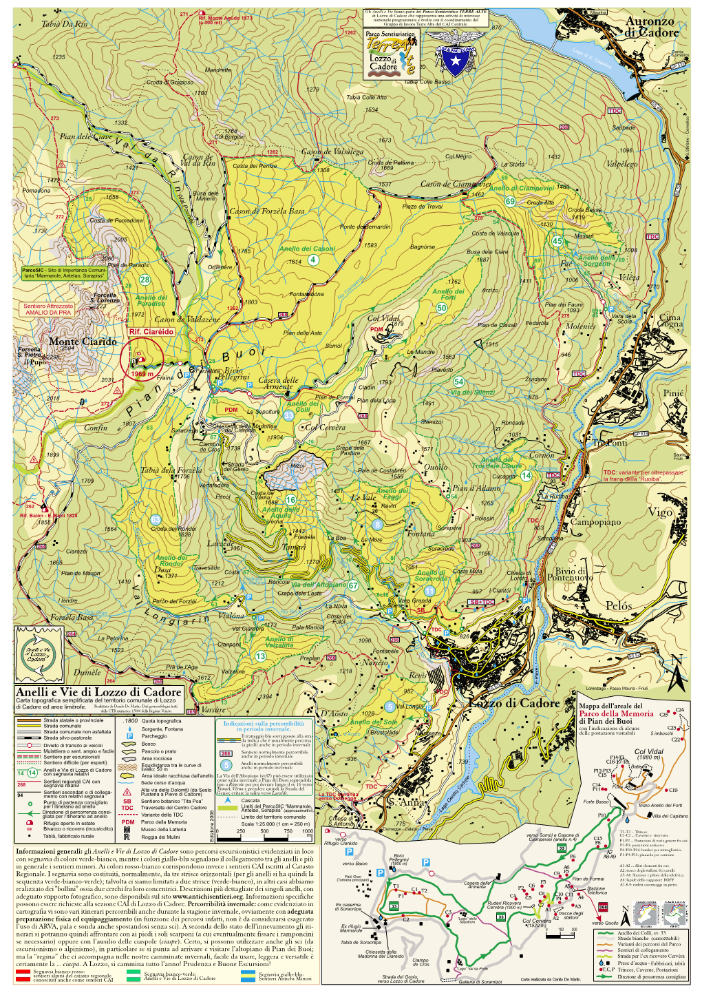 Anelli E Vie Di Lozzo Di Cadore .1394 Carta Topografica Semplificata Del Territorio Comunale Di Lozzo 13 Di Cadore Ed Aree Limitrofe