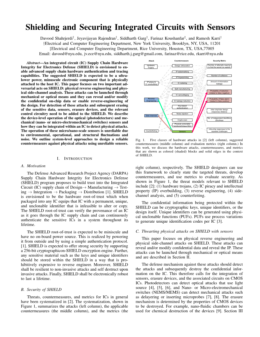 Shielding and Securing Integrated Circuits with Sensors