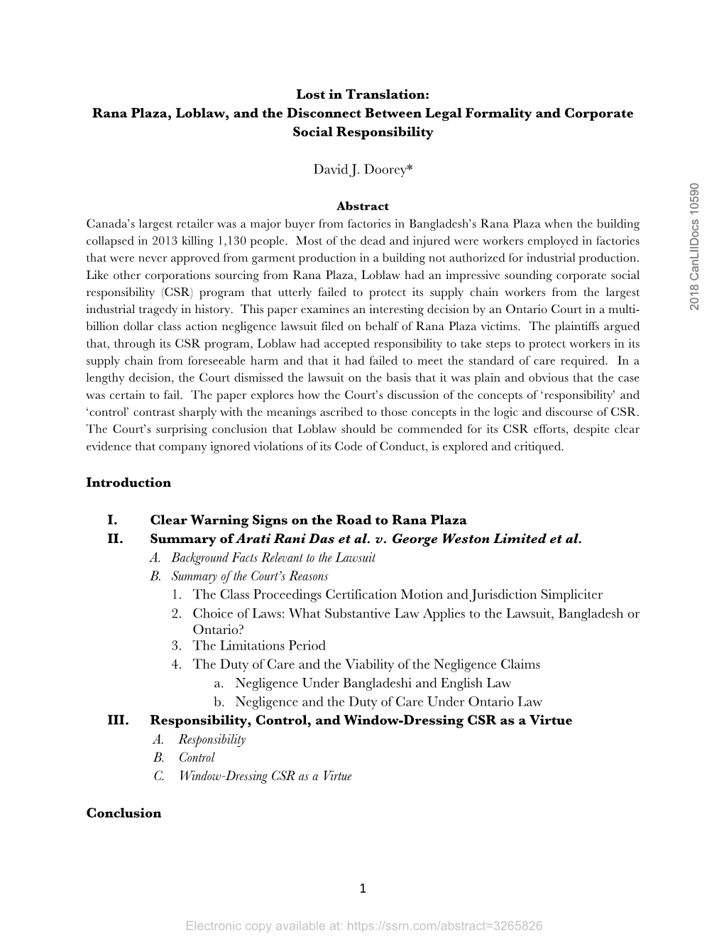 Rana Plaza, Loblaw, and the Disconnect Between Legal Formality and Corporate Social Responsibility