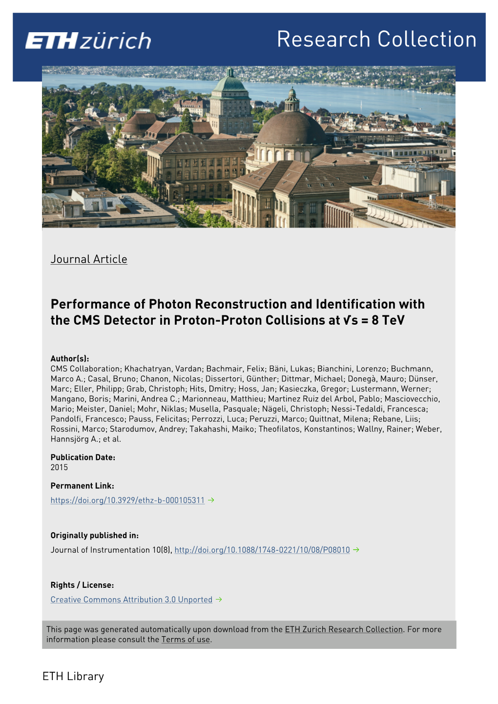 Performance of Photon Reconstruction and Identification with the CMS Detector in Proton-Proton Collisions at √S = 8 Tev