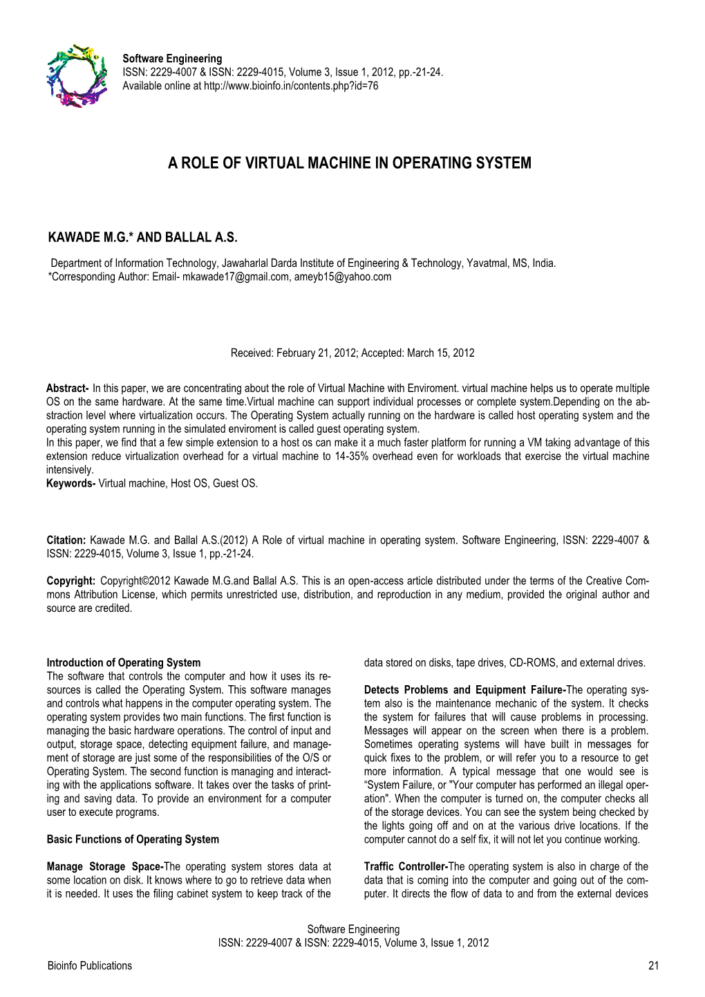 A Role of Virtual Machine in Operating System