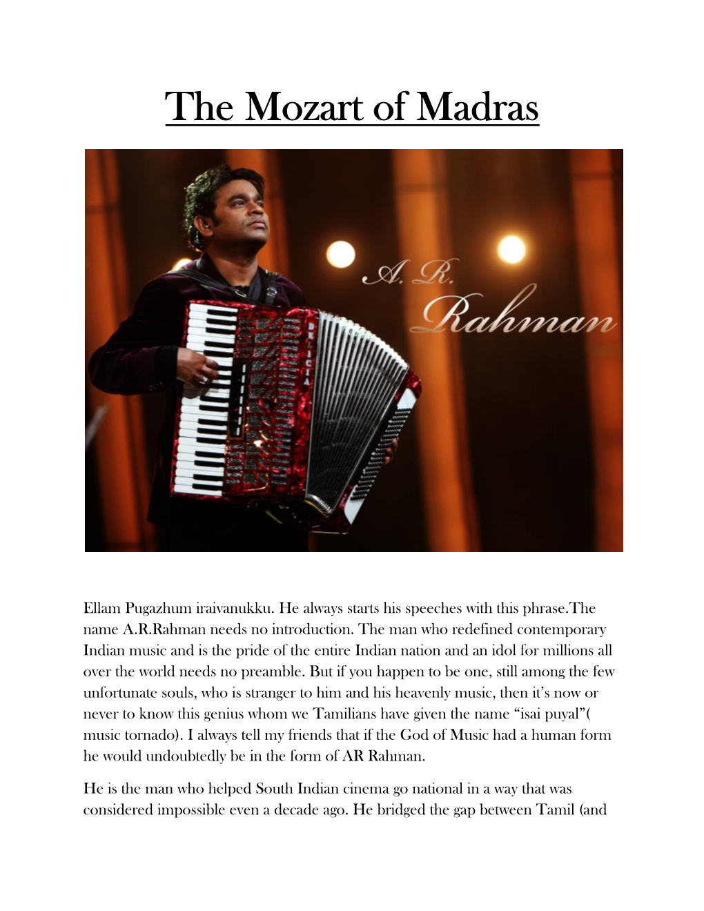 The Mozart of Madras