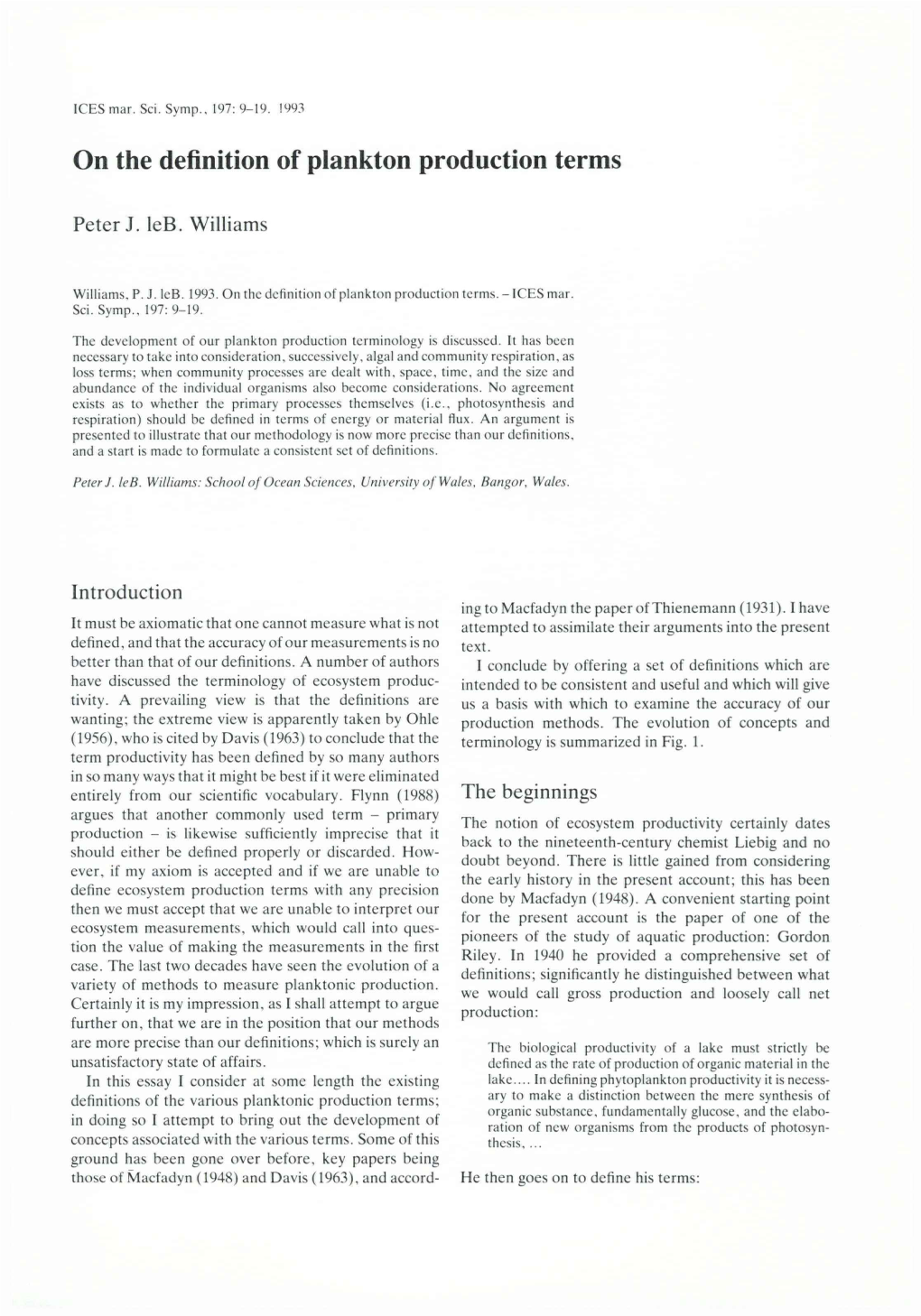 Measurement of Primary Production