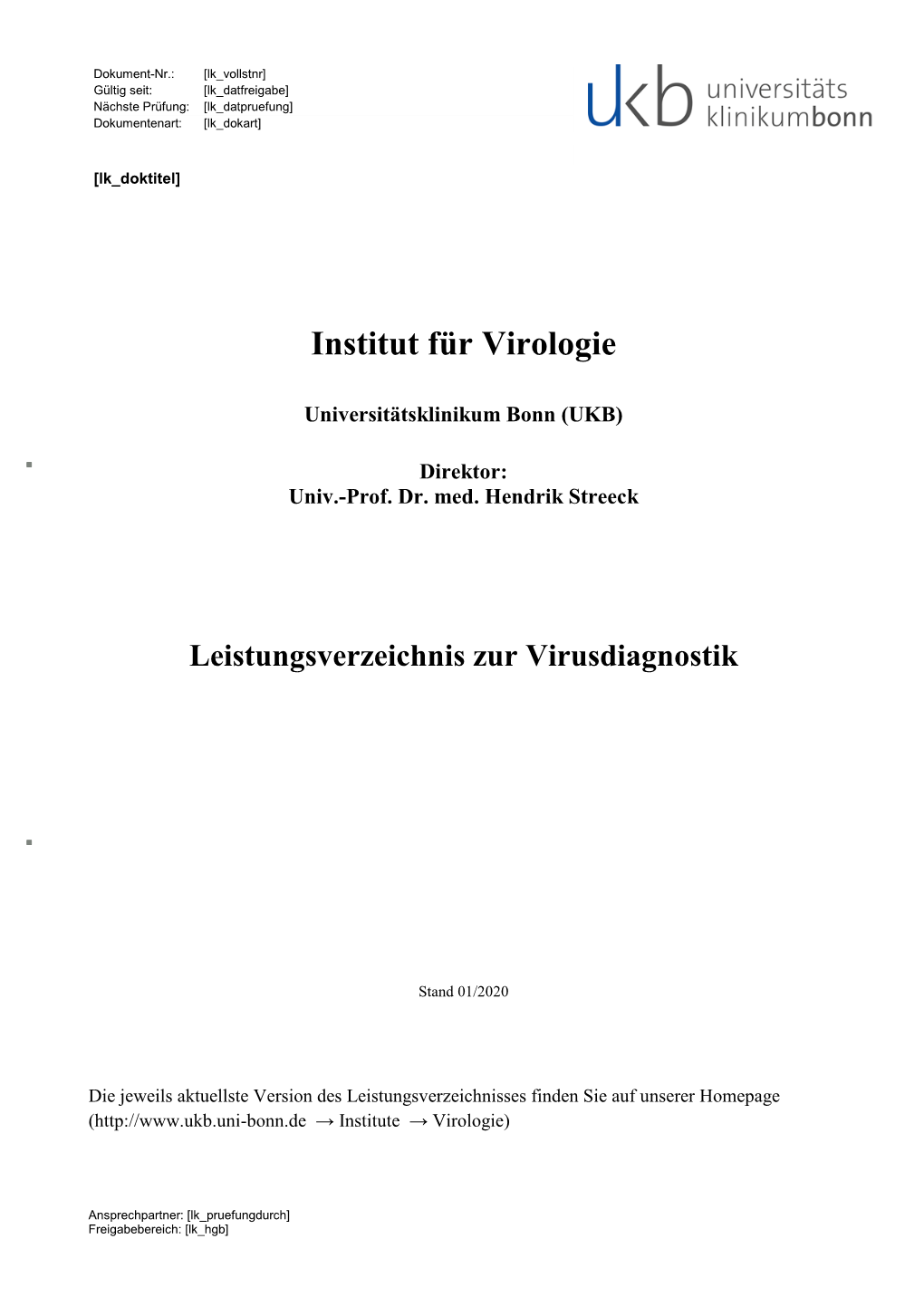 Leistungsverzeichnis Institut Für Virologie