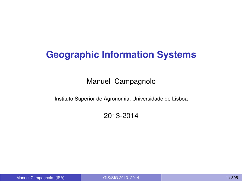 Geographic Information Systems