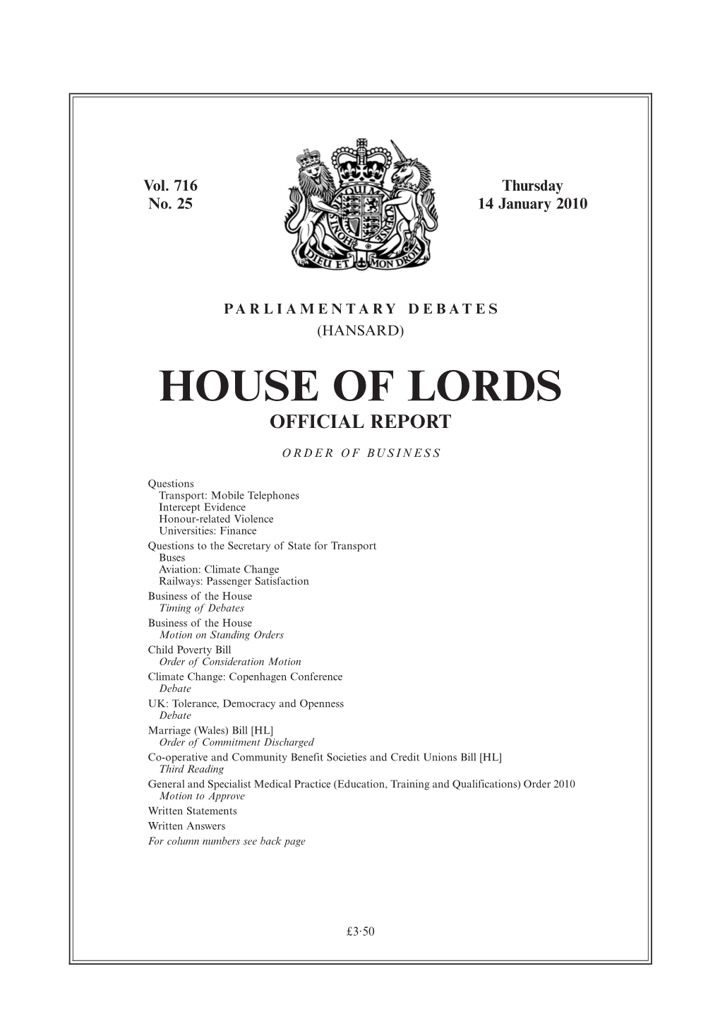 House of Lords Official Report