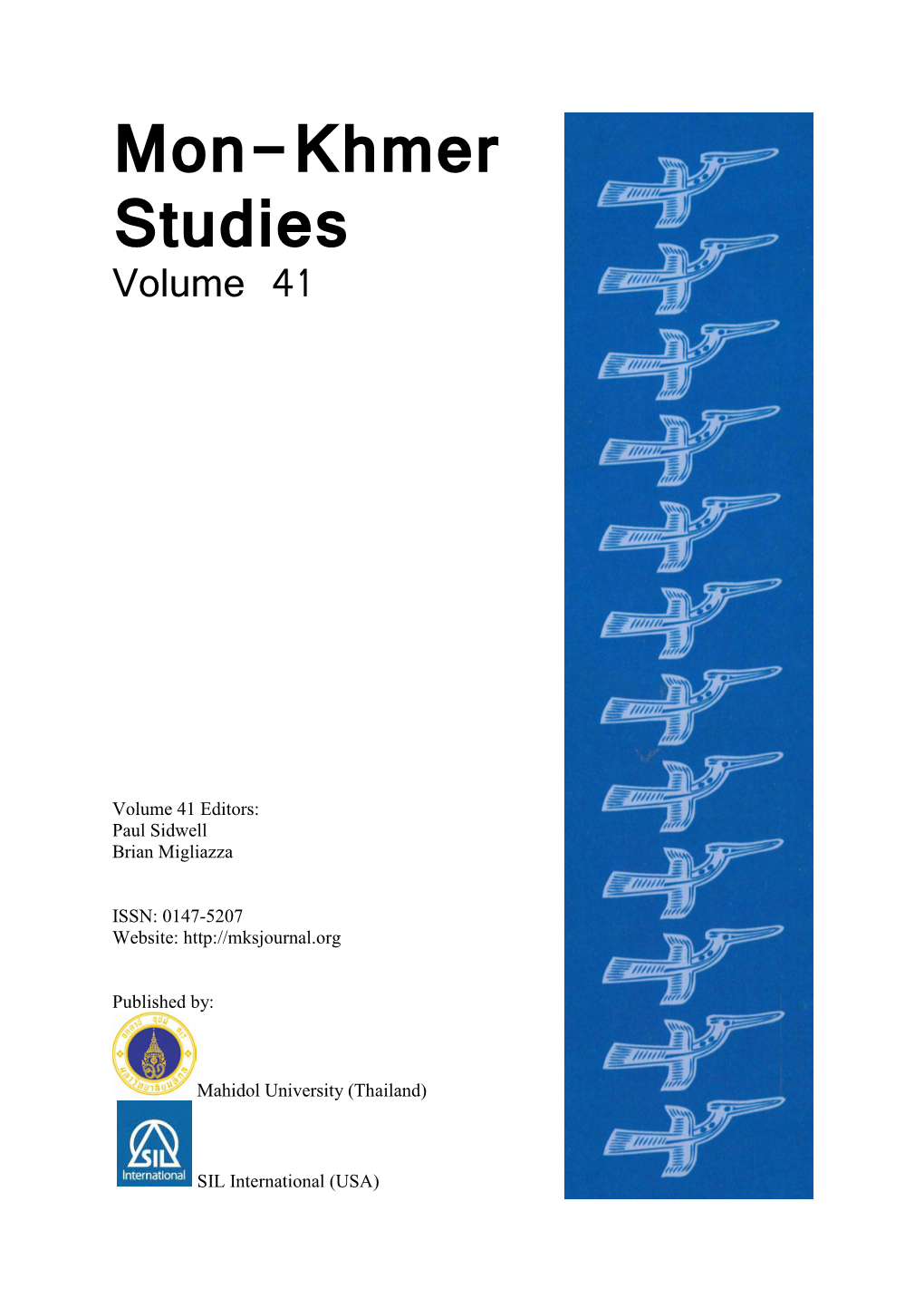 Mon-Khmer Studies Volume 41