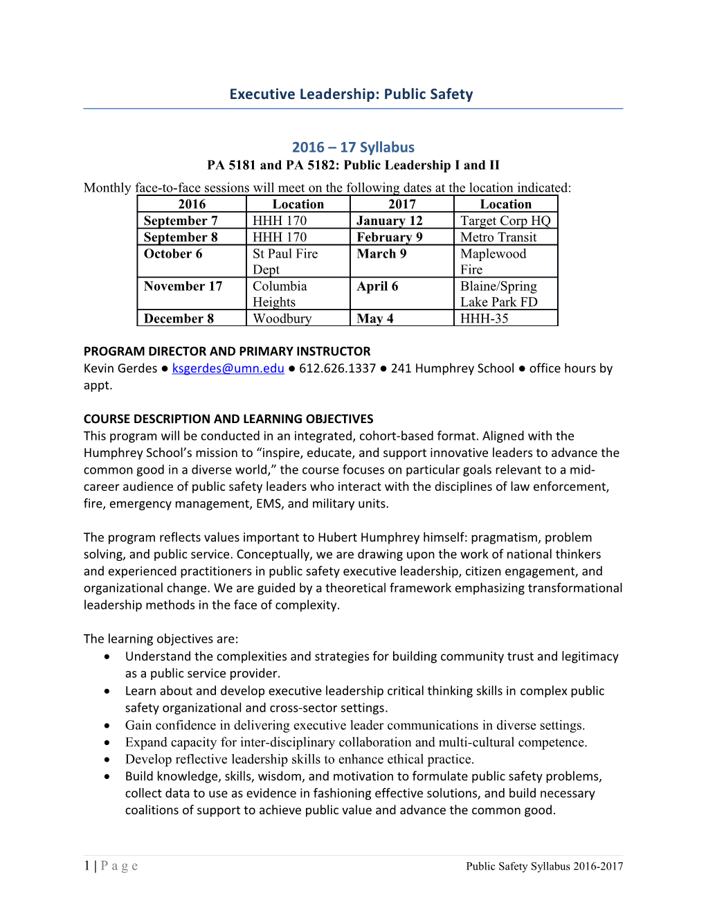 PA 5181 and PA 5182: Public Leadership I and II