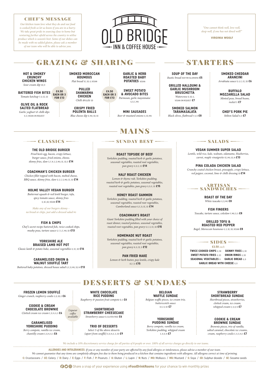 Mains Grazing & Sharing Starters Desserts & Sundaes