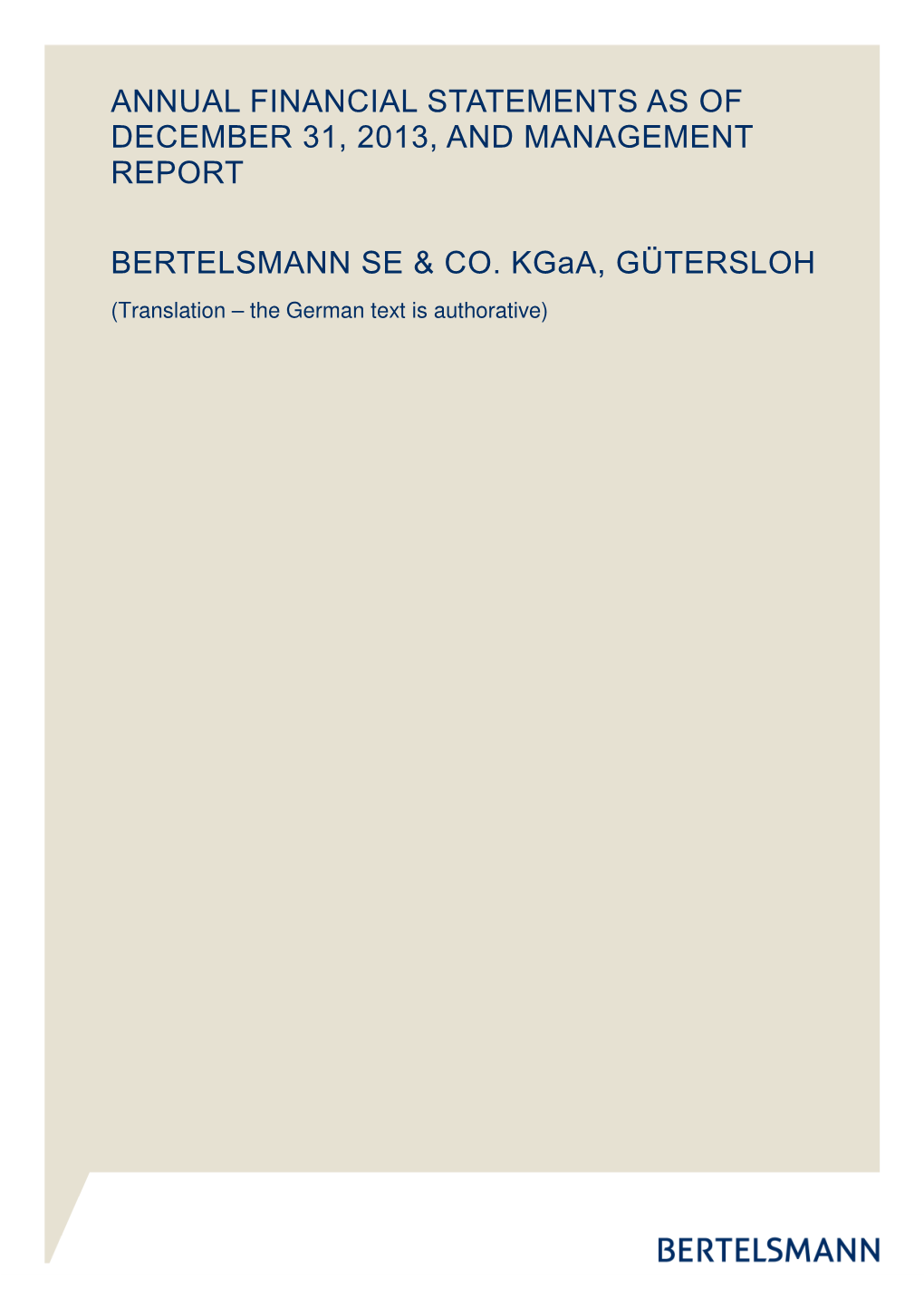 2013 Financial Statements for Bertelsmann SE & Co. Kgaa