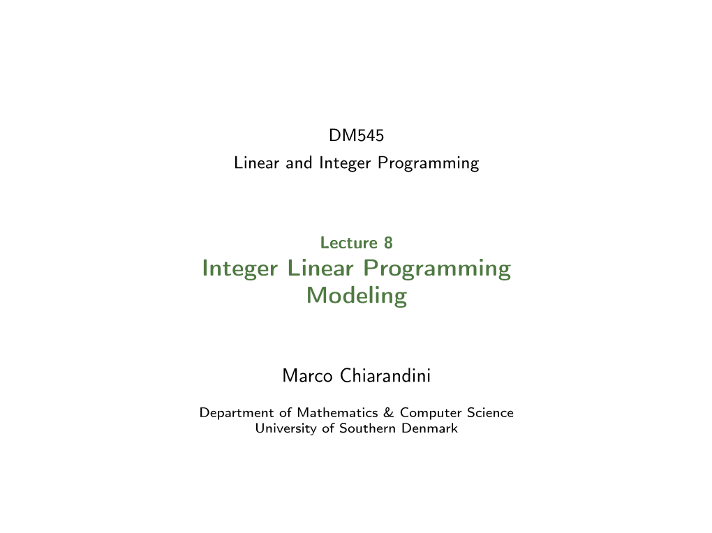 Integer Linear Programming Modeling