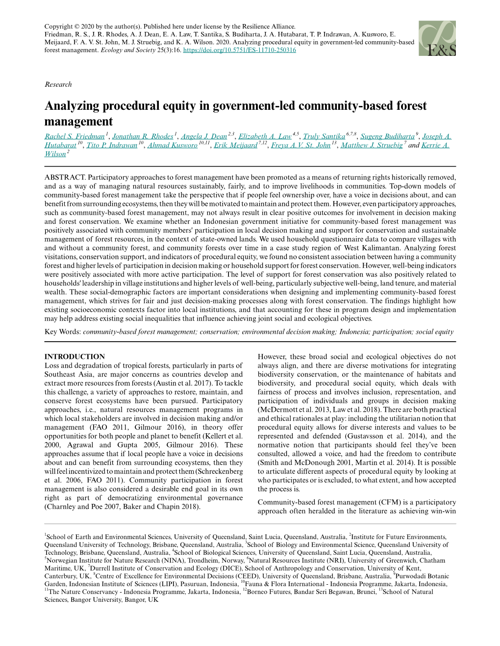 Analyzing Procedural Equity in Government-Led Community-Based Forest Management