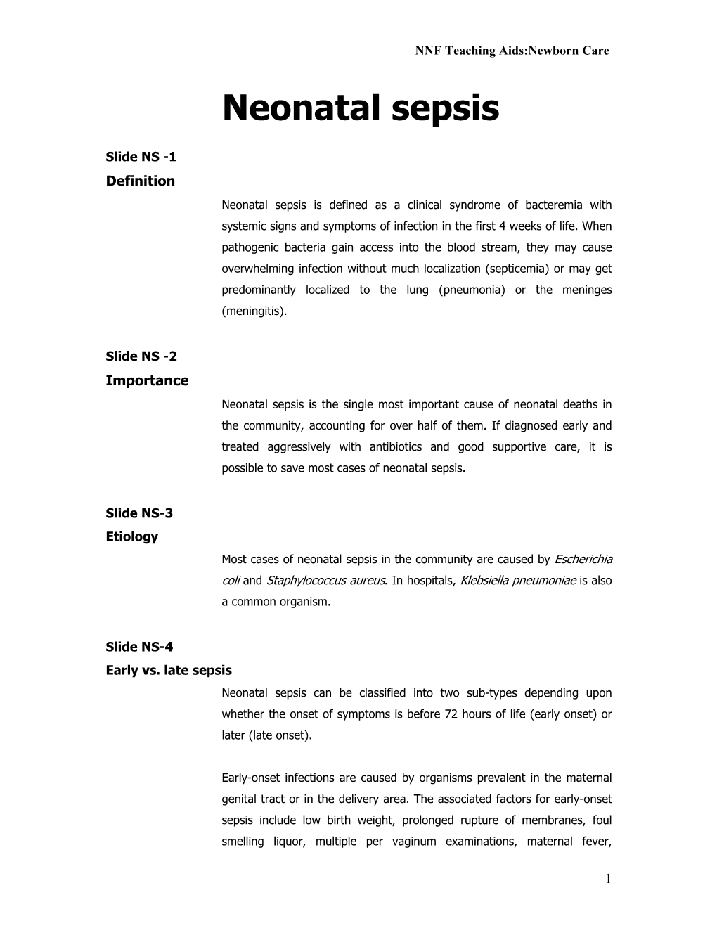 Neonatal Sepsis