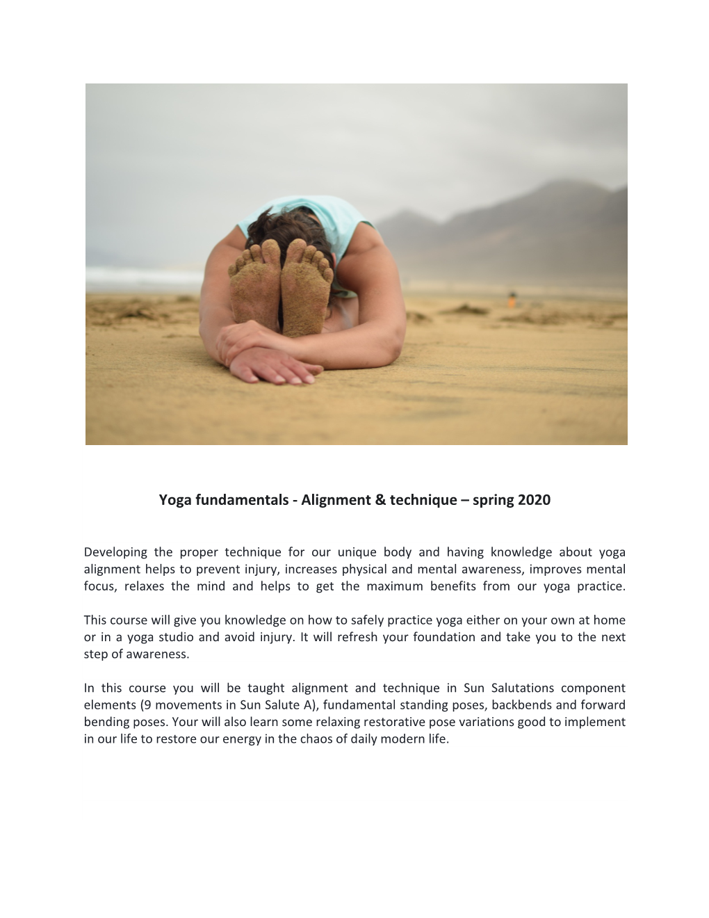 Yoga Fundamentals - Alignment & Technique – Spring 2020