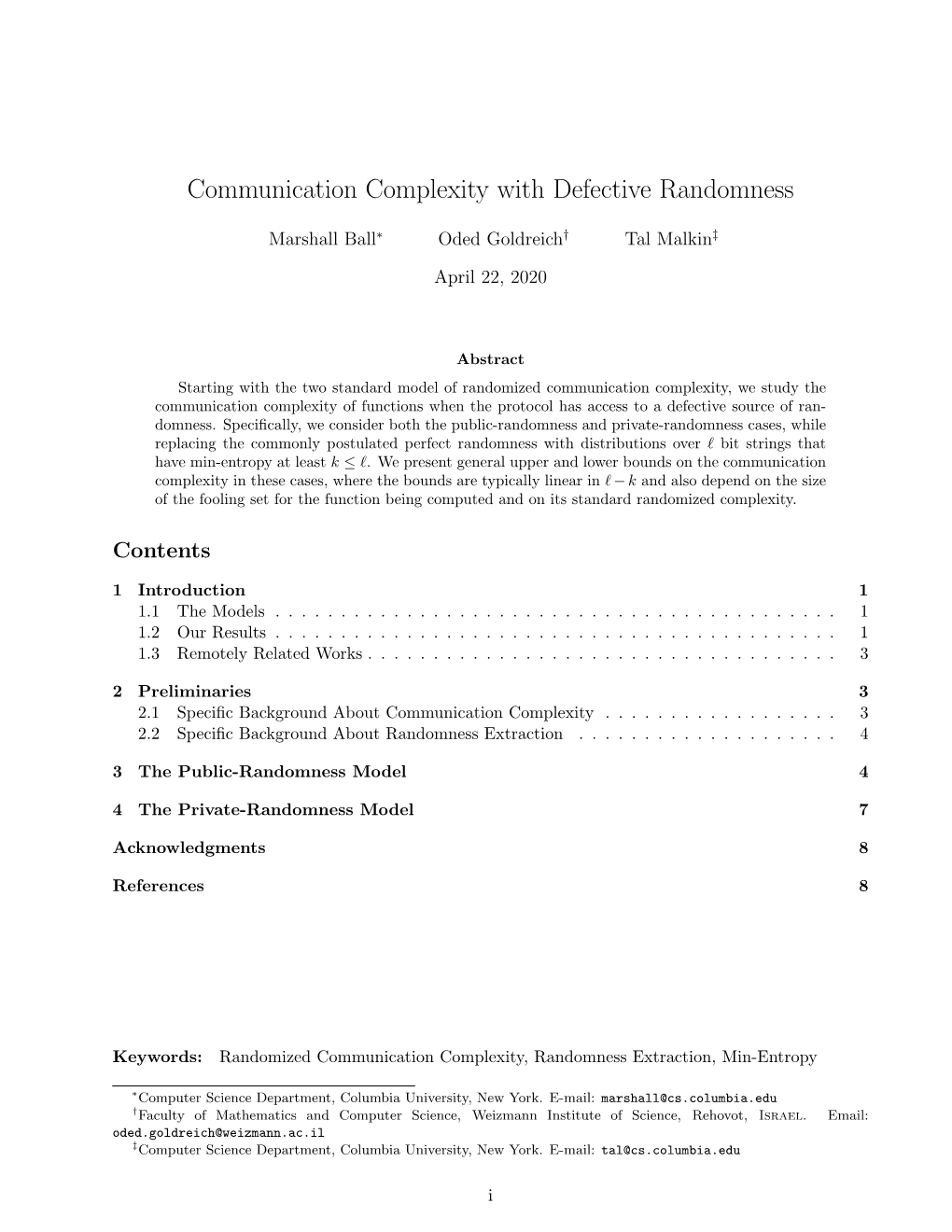 Communication Complexity with Defective Randomness