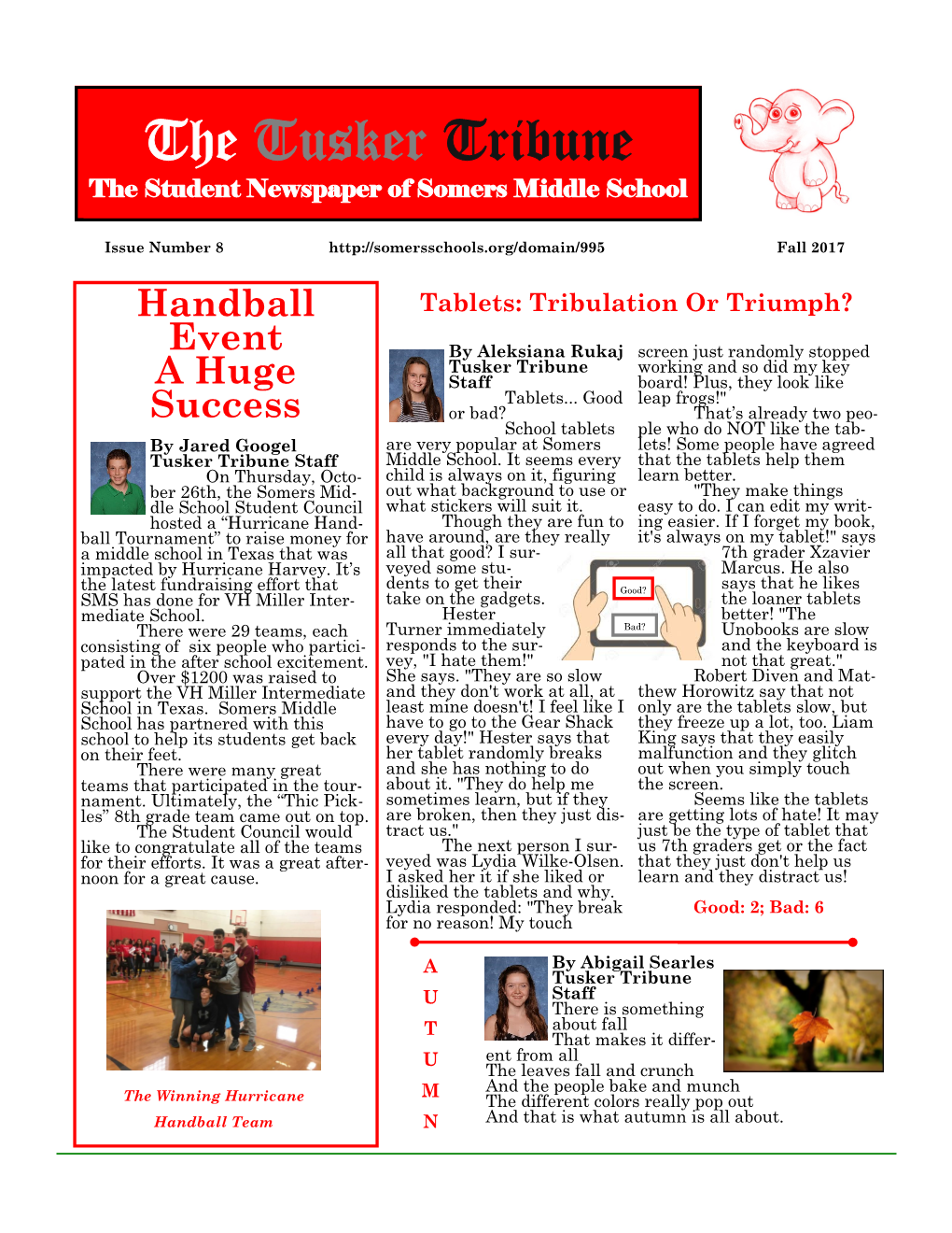 The Tusker Tribune the Student Newspaper of Somers Middle School