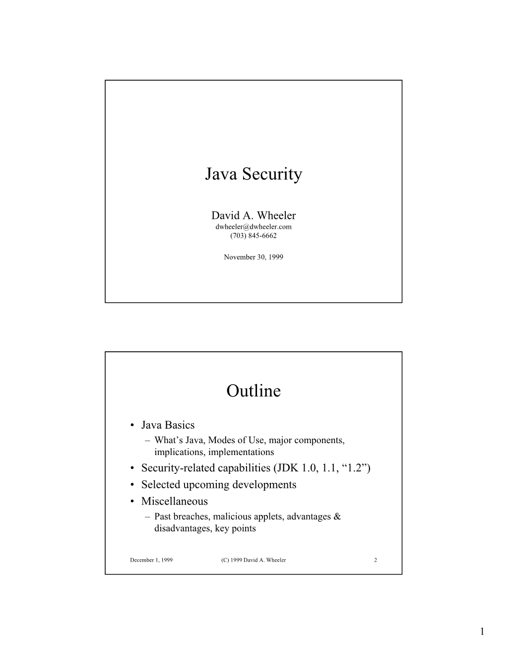 Java Security Outline