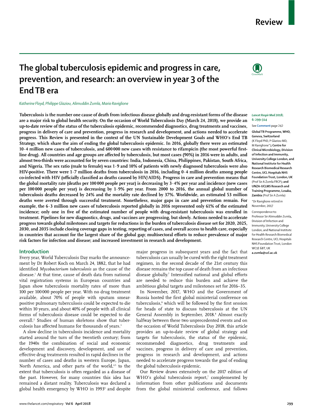 The Global Tuberculosis Epidemic and Progress in Care, Prevention, and Research: an Overview in Year 3 of the End TB Era