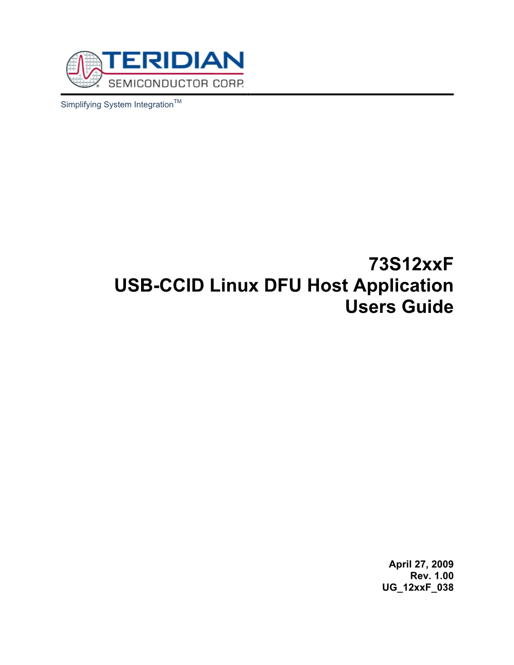 73S12xxf USB-CCID Linux DFU Host Application Users Guide