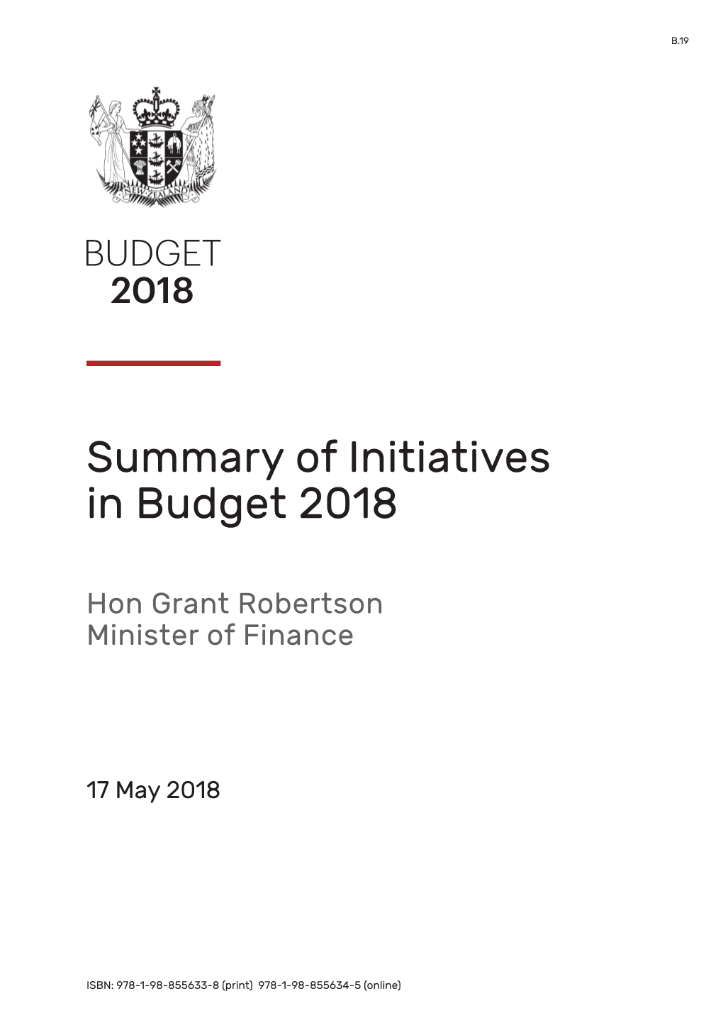 Summary of Initiatives in Budget 2018