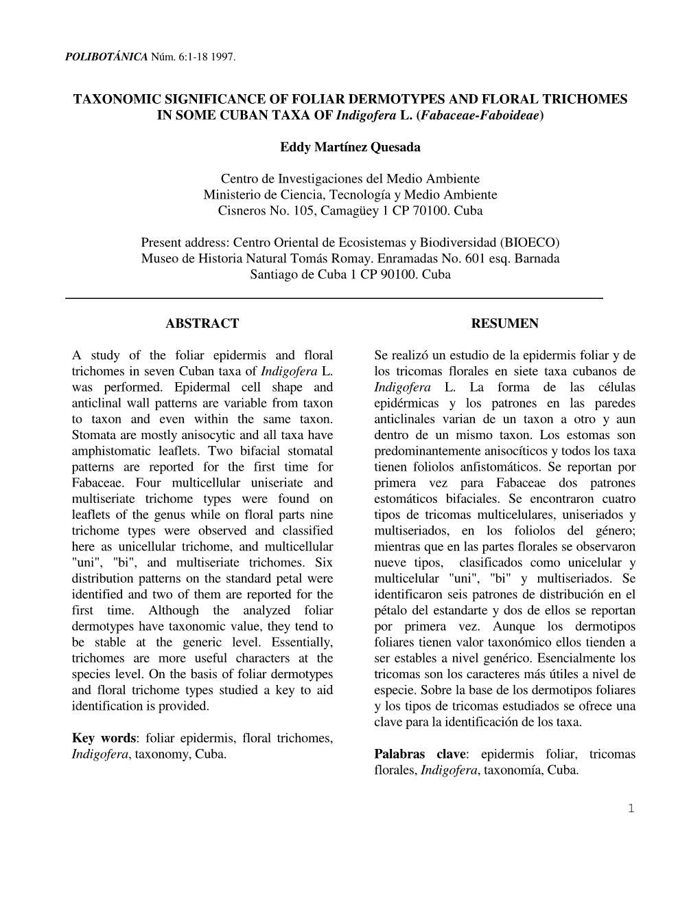 1 Taxonomic Significance of Foliar Dermotypes And