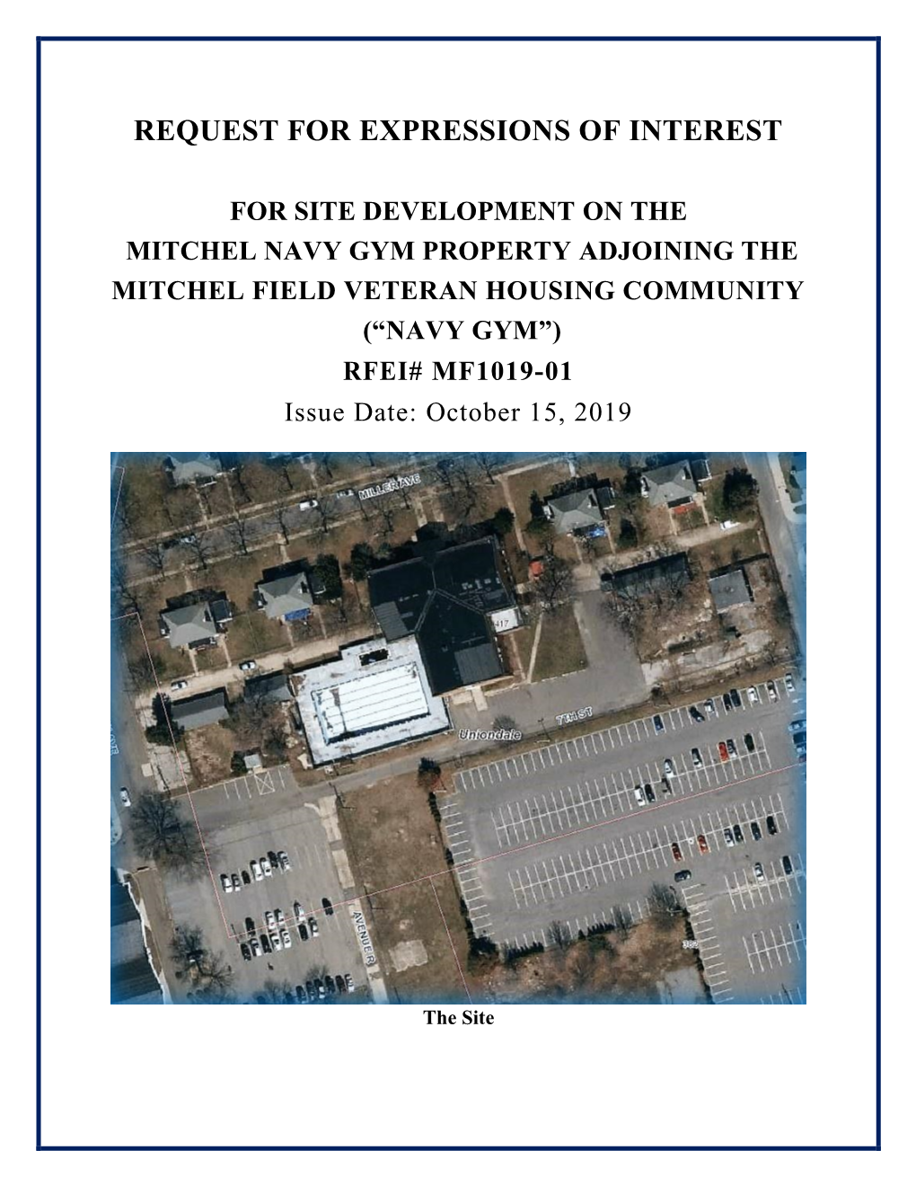 NAVY GYM PROPERTY ADJOINING the MITCHEL FIELD VETERAN HOUSING COMMUNITY (“NAVY GYM”) RFEI# MF1019-01 Issue Date: October 15, 2019