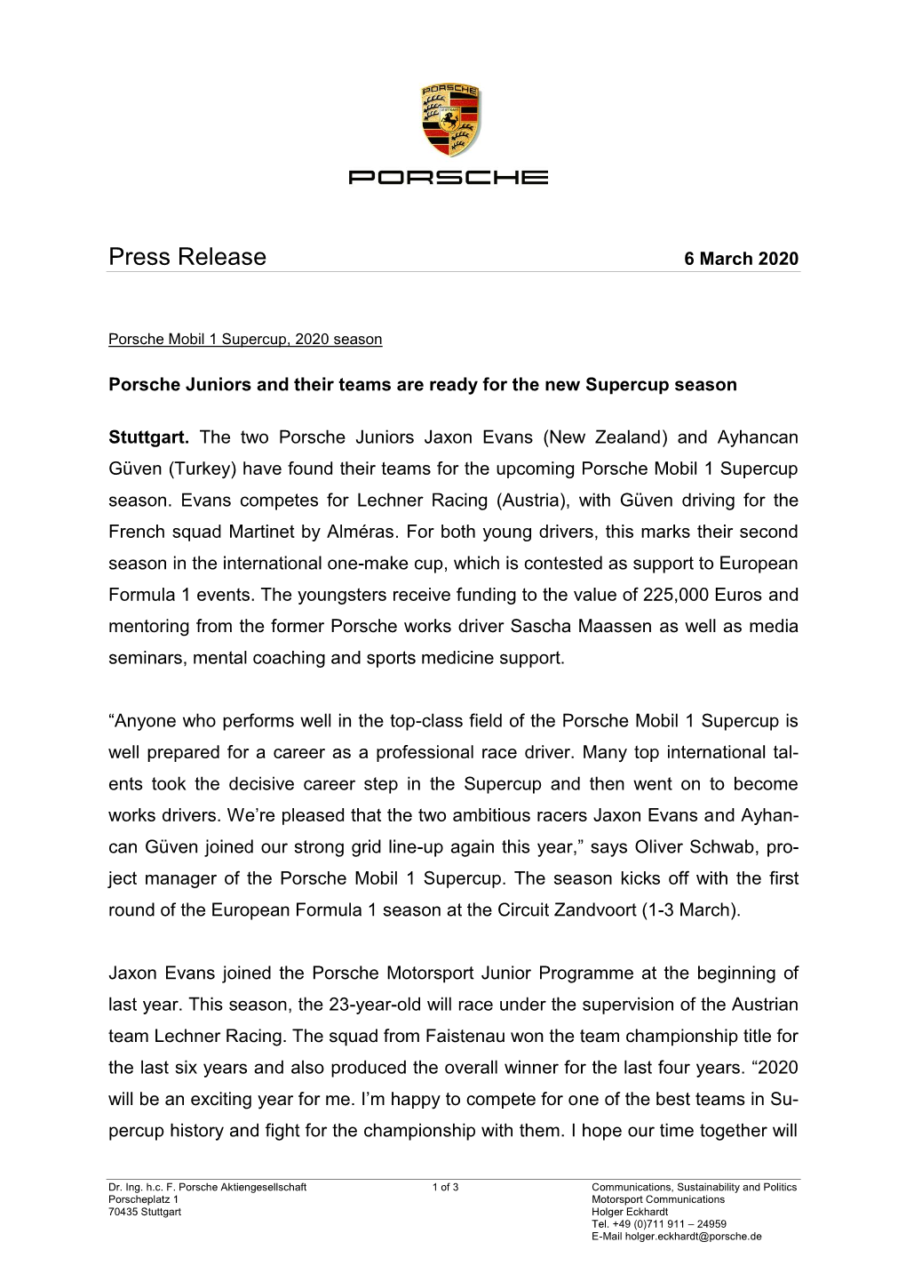 Press Release 6 March 2020