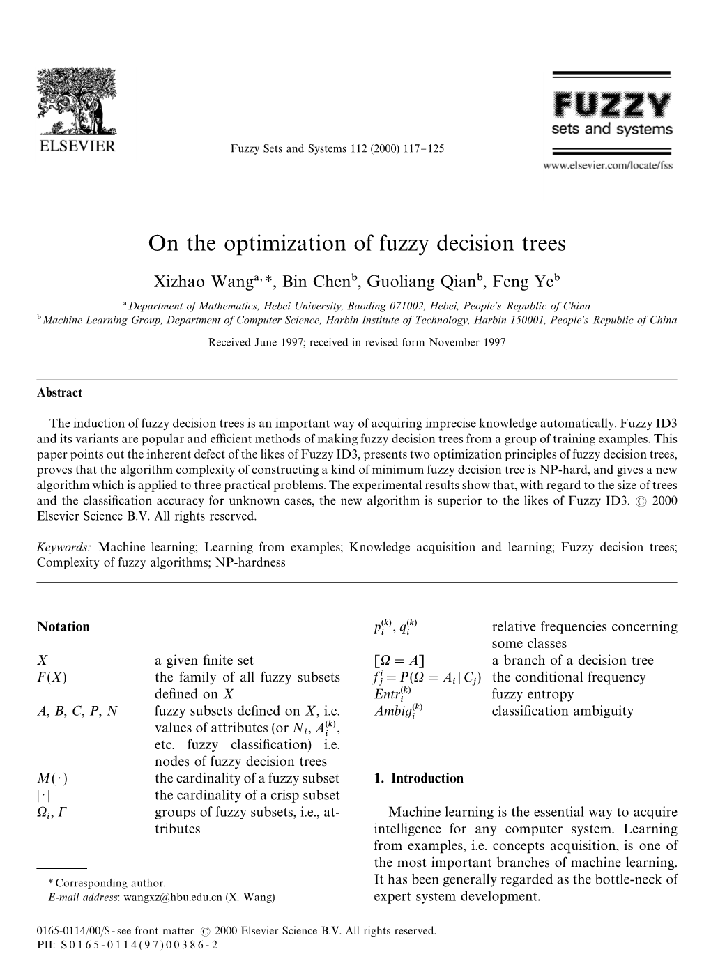 On the Optimization of Fuzzy Decision Trees