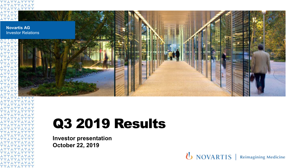 Q3 2019 Results Investor Presentation October 22, 2019 Disclaimer