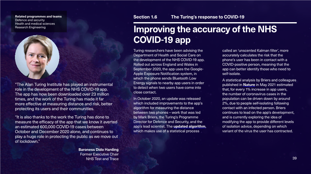 Improving the Accuracy of the NHS COVID-19