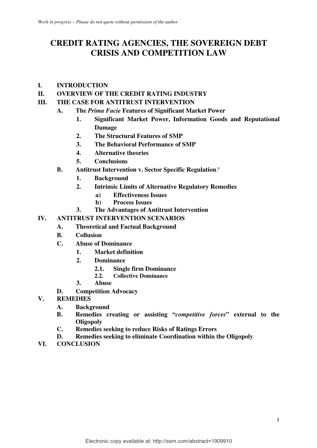 Credit Rating Agencies, the Sovereign Debt Crisis and Competition Law